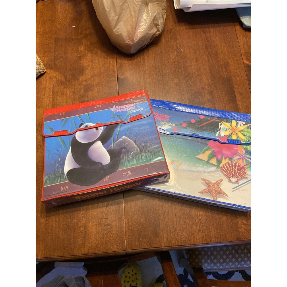 Trapper Keeper vintage 2 1991 & 1989 Panda Tropical  4 Folders 2 Pads Paper
